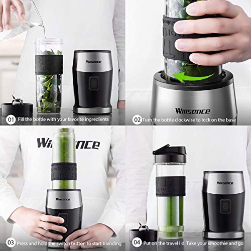 Personal Blender Smoothie Blender for Shakes and Smoothies, 24000 RPM High-Speed Mixer/Grinder System with 20 oz Sport Bottle & Travel Lid and Safe Lock, 300W, BPA-Free Willsence