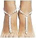 2 Piece White Ankle Bracelet Crochet Anklets Barefoot Sandals Foot Jewelry