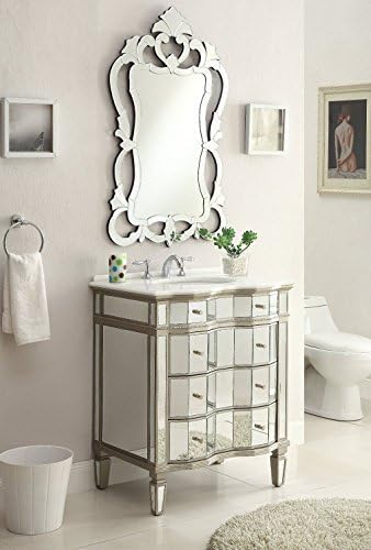 30” Benton Collection All Mirrored Asselin Bathroom Sink Vanity w/Matching Mirror # K2274/4004