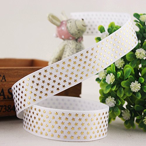 FunnyCraft 10 Yards 7/8'' 22Mm Stars Hot Gold Printed Grosgrain Ribbon Diy Handmade Materials Accessories Gift Wrap Ribbon