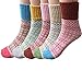 Pack of 5 Womens Thick Knit Warm Casual Wool Crew Winter Socks, Mixed color 1(5 pack), One Size