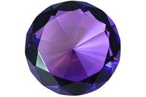 Zoogamo 2” / 60 mm Dark Purple Diamond Shaped Glass Crystal Paperweight – Home Office Decor & Wedding Favors Centerpieces Decoration with Gift Box