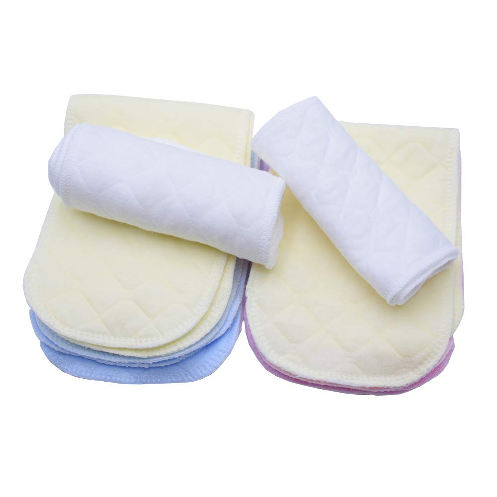 12Pcs Breathable Cotton Diaper,Newborn Baby Reusable Washable Cloth Pads Infant Soft Insert Nappy (3 Layers 32 * 12 Cm)
