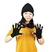 Homedeco Soft Warm Beanie Hat Wireless Bluetooth Smart Cap Headset Headphone Speaker Mic Bluetooth Hat with Touchscreen Gloves (Black)