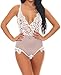 Aranmei Sexy Teddy Lingerie for Women One Piece Lace Bodysuit Underwear Small White