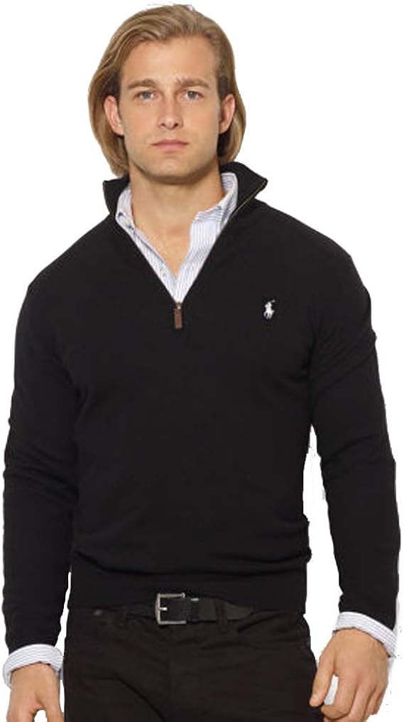 Maglione Uomo Crew Clothing Company Mezza Zip Collo Alto In Cotone Fine Taglia M Blu Navy