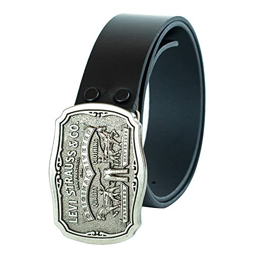 Levi's Men's Leather Belt With Antiqued Buckle,Black,32