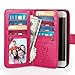 idudu iPhone 6 Plus/iPhone 6S Plus Case, Luxury PU Leather Wallet Flip Cover Case with Credit Card Holder Built-in 9 Card Slots & Wrist Strap for iPhone 6 Plus/iPhone 6S Plus (Hot pink)