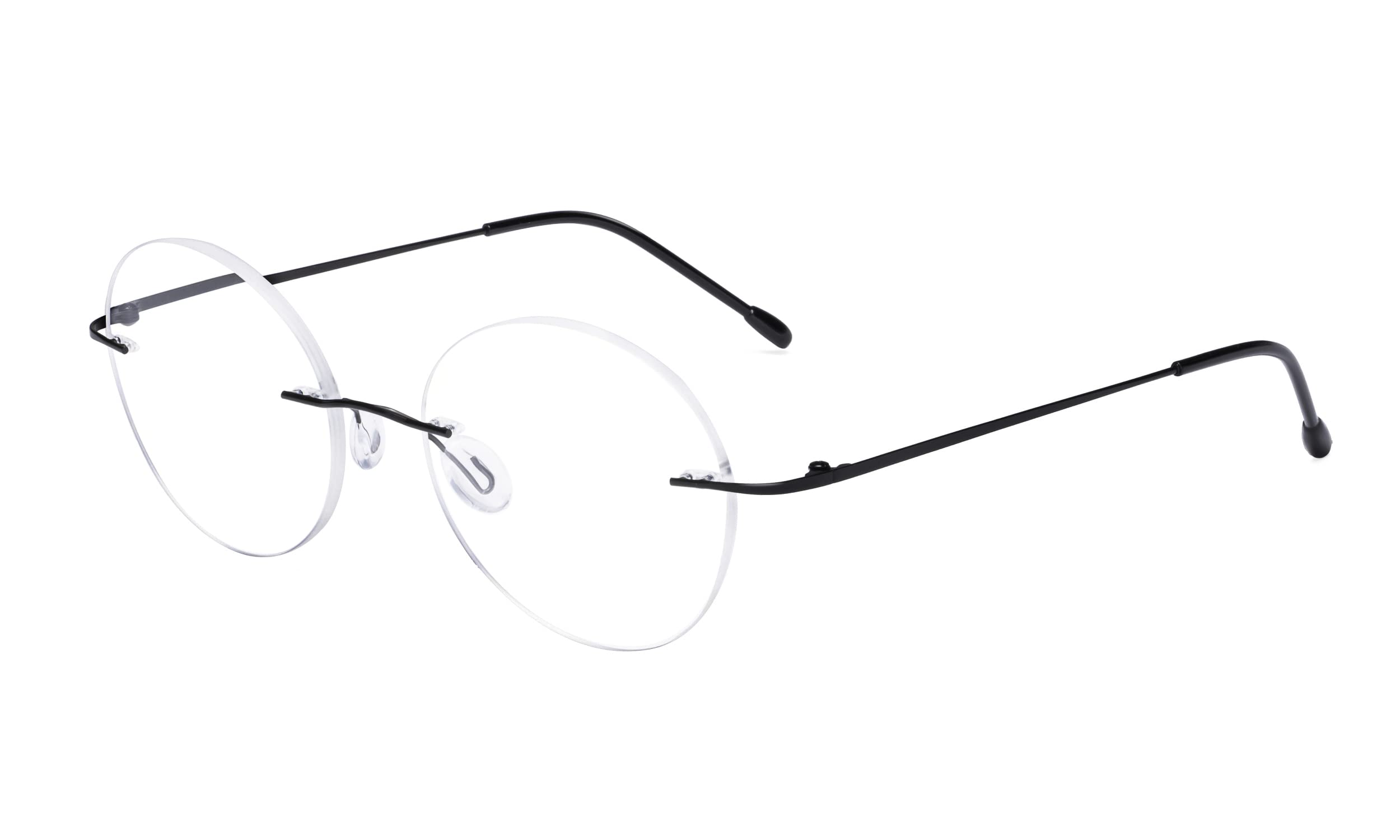 Eyekepper Frameless Reading Glasses Women - Round Rimless Readers Men Black +3.00