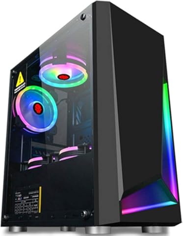 Sarahjers-Home Juego Caso Caja de la PC USB3.0 de alimentación ATX de Videojuegos for Ordenador Ordenador RGB Chasis El Flujo de Aire de Alta y silenciosa (Color : Black, Size : One Size)