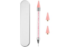 Mouygj Rhinestone Picker Dotting Pen with Extra 2 Wax Head, Double Head Nail Dotting Wax Pen, Rhinestone Pickup Tool for DIY Nail Art (pink)