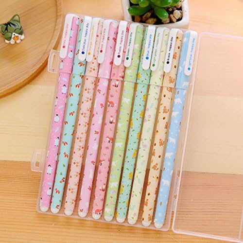 Gel Ink Roller Ball Pens Plastic Cartoon Pin Type Office Students Pen Pack of 10pcs