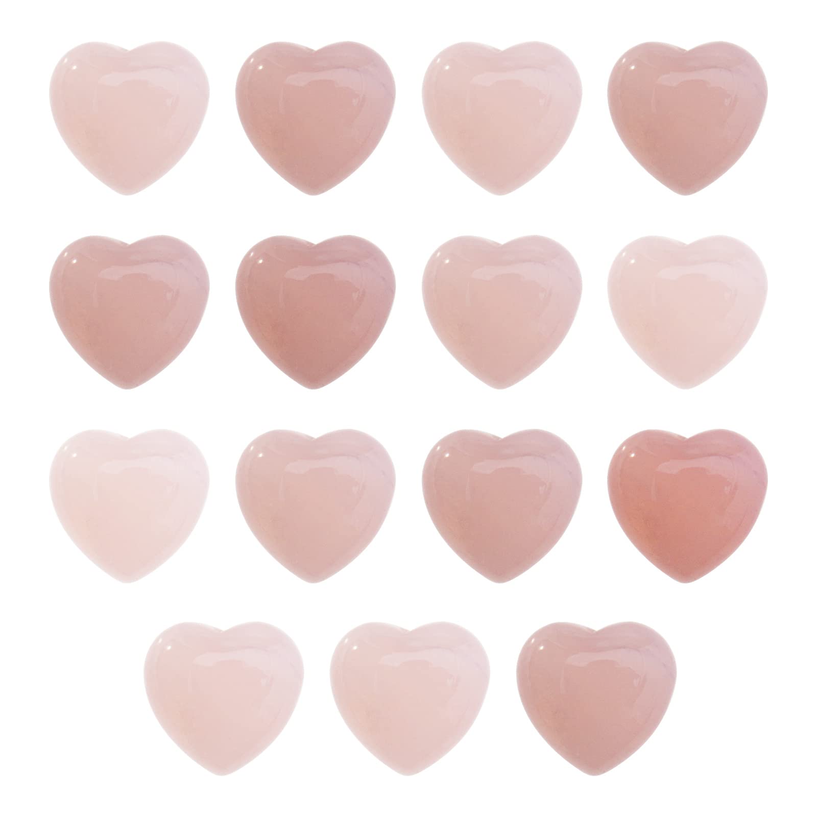 OTOTEC 15 Pcs Heart Shaped Natural Rose Quartz Polished Pink Crystal Stones Heart Ornaments 15x15mm for Home Office Decoration