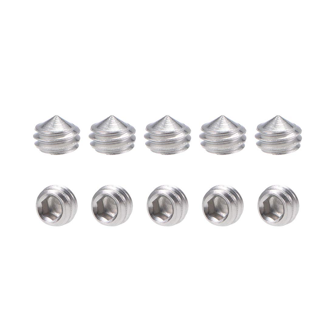 sourcing map 50Pcs M4x3mm Internal Hex Socket Set Grub Screws Cone Point 304 Stainless Steel Screw