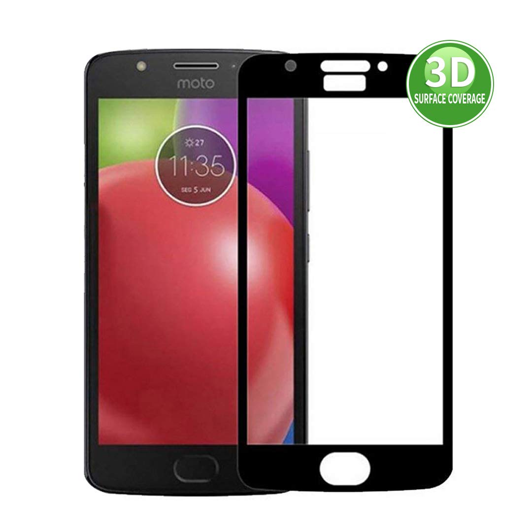 X-Dision 3D Protective Film Compatible with MOTO E5 (Black), HD Full Screen Protector, Complete Cover Protection, 9H Hardening Glass, Fingerprint Resistant and Anti-Shatter