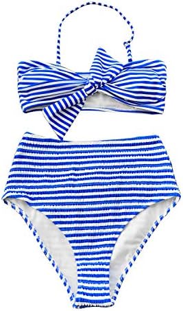 cupshe blue and white striped bikini