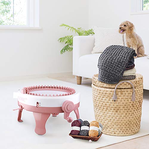 Knitting Machine,King Size 48 Needles Smart Weaving Loom Knitting Round Loom, Knitting Board Rotating Double Knit Loom Machine, DIY Knitting Loom Machines Weaving Loom Kit for Adults and Kids
