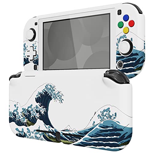eXtremeRate PlayVital The Great Wave Protective Grip Case for Nintendo Switch Lite, Hard Cover Protector for Nintendo Switch Lite - Screen Protector & Thumb Grips & Buttons Stickers Included