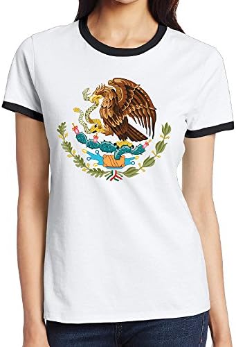 Mexico Coat Of Arms Badge T Shirts,Womens Newest Short Sleeve Tee Shirts,Black