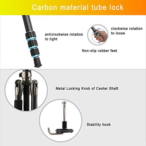 Camera Tripod ,BONFOTO Carbon Fiber Travel B674C Tripod Lightweight Heavy Duty Portable with 1/4\