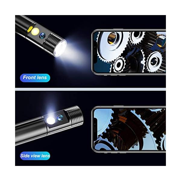 AWCPP Wifi 5Mp Hd Endoskopkamera Doppelobjektiv, 8,8Mm Inspektionskamera mit leichtem halbstarren kabellosen Endoskop… – Bild 3