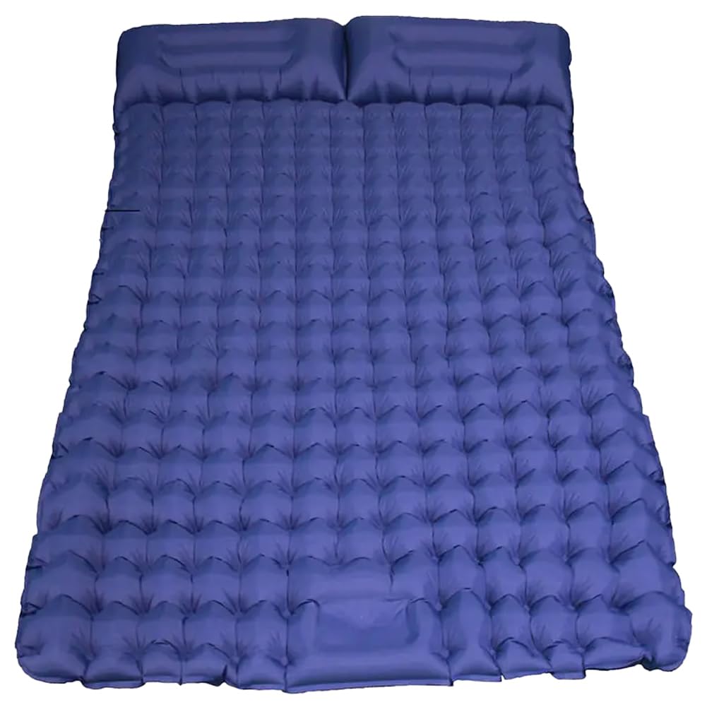 Loboo Idea Double Sleeping Pad, Self-Inflating Sleeping Pad for Camping, Camping Sleeping Pad with Built-in Pump, 4" Extra Thickness Inflatable Sleeping Mat, Twin Air Mattress for Traveling (Blue)
