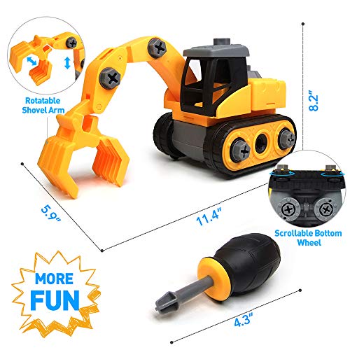 WisToyz Take Apart Toys, Toddlers Toys, Toy Grab Loader Construction Trucks, Building Vehicle Play Set with Screwdriver, Ideal Educational Toys for Boys & Girls Aged 3, 4, 5, 6