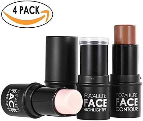 4 Colors Concealer Stick Foundation Highlighter Pen Makeup Powder Contour Cosmetic Tool Bronzers Highlighters Full Coverage (4 pack)
