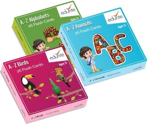 Edurite Educational Flash Cards Combo (Alphabets, Birds & Animals)