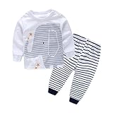 Efaster® Baby Boys Outfit Clothes Printing T-Shirt Tops+ Stripe Long Pants 1Set