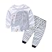 Efaster® Baby Boys Outfit Clothes Printing T-Shirt Tops+ Stripe Long Pants 1Set