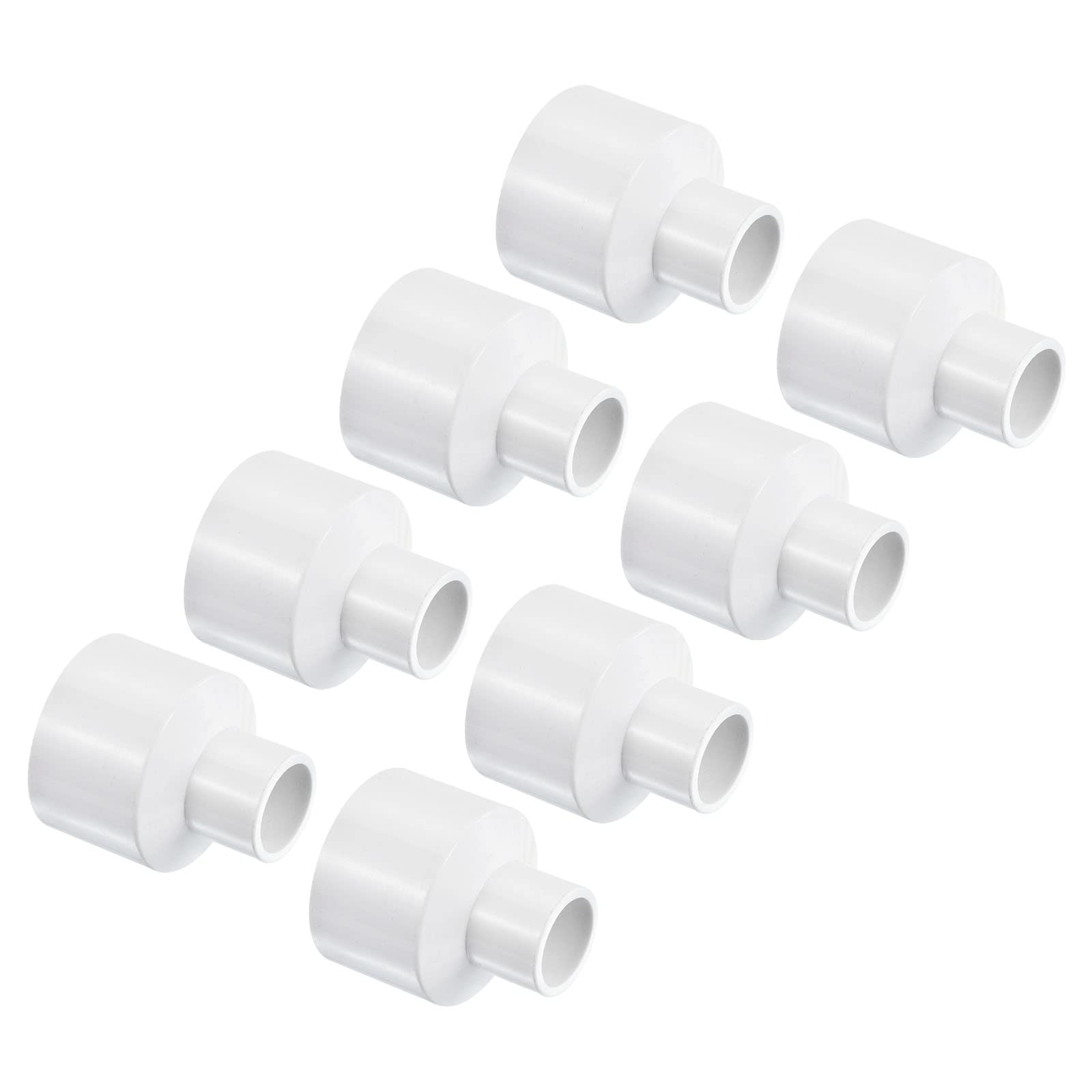 PATIKIL PVC Reducer Pipe Fitting 40mm to 20mm ID, 8 Pack Straight Coupling Adapter Connector, White