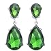 EVER FAITH Silver-Tone Teardrop Dangle Earrings Emerald Color Austrian Crystal