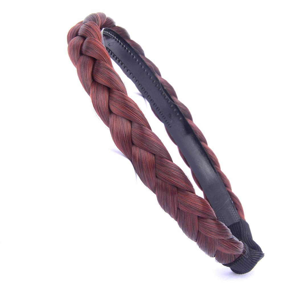 BOBIYA Burgundy Synthetic Hair Plaited Headband Braid Braided With Teeth Hair Band Accessories for Women Girl — image 1