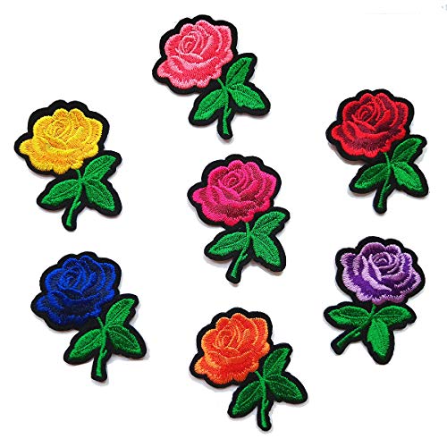 Czorange Butterfly Applique Clothing Iron On Patch Embroidery Applique Patches Rose Flowers for Arts Crafts DIY Decor, Jeans, Jackets, Clothing, Bags (Pack of 40 Pieces)