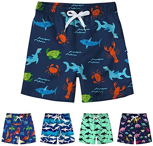 Freshhoodies Kids Boys Funny Short Swim Trunks with Mesh Lining Waterproof Board Shorts 3D Printed Beach Shorts 4-12T