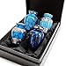 Trupoint Memorials Small Urns for Human Ashes Keepsake, Decorative Mini Cremation Urn for Adult Men & Women, Set of 4, Light Blue with Silver Lining