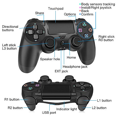 Y-Team Wireless Controller for PS4 Video Game Gamepad Controller with Motors Touchpad Joystick Audio Indicator and USB Cable for Playstation 4/Pro/Slim（Black）