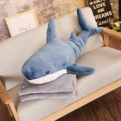 DOUFUZZ Giant Hammerhead Shark Plush Toy Lifelike Shark Toy Soft Stuffed Animal Children Gift Shop Decor 80cm blue