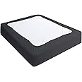 Box Spring Cover Full Size, Elastic Fabric Wrap Around 4 Sides Bed Skirt, Sleek Alternative for Bed Skirts for Hotel/Home, Fits Box Springs up to 13”, Black