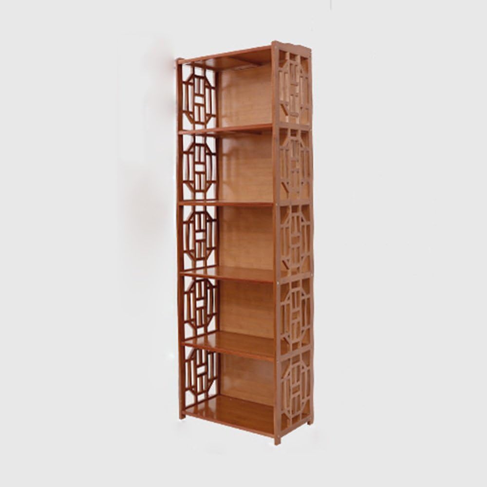 Bookcase sexy Bamboo Bookshelf 2/3/4/5-tier Small Solid Wood Storage Cabinet Free Combination High Capacity Wine Red (Size : 52 * 29 * 163cm)