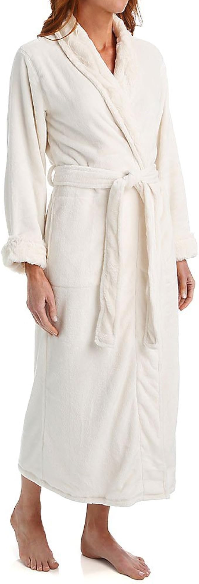 Natori Womens Faux Fur Robe Bathrobe White Amazon.co.uk Clothing