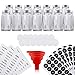 14 Glass Spice Jars Set with Airtight Aluminum Lids | Includes 14 Empty Square Bottles, 239 Labels, and 1 Collapsible Kitchen Funnel | Complete Storage Kit for Spices and Herbs (4oz Containers)