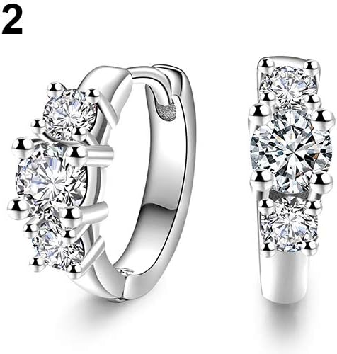 NimbleMinLki Shiny Cubic Earrings Zirconia U Shape Earrings Huggie Ear Stud Party Jewelry Women Hoop Earrings Silver