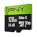 PNY Elite-X Micro SD 128GB, U3, V30, A1, Class 10, up to 100MB/s – P-SDU128U3100EX-GE