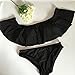 JIANLANPTT Women's Sexy Swimwear Strapless Ruffle Padded 2 Pieces Swimsuits Bikini Set Bathing Suits Black M(US2-4)