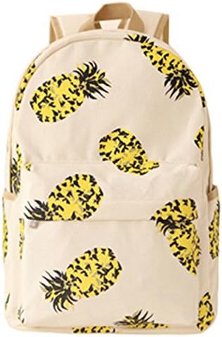 Fresh Canvas Women Backpack School Bag BackPack Schoolbag Bagpack Mochila Fruit Pineapple (Beige)