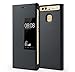 Huawei Ascend P9 Plus Case, Premium Leather Cover with View Window Protective Smartphone Flip Cover Folio Case (Ultra Thin Slim)(Perfect Fit) (P9 plus Gray)