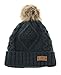 Women's Fur Pompom Fleece Lined Knitted Slouchy Beanie Hat (GRAY)