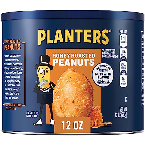 PLANTERS HONEY ROASTED PEANUTS, 12 OZ JAR, PLANTERS HONEY ROASTED PEANUTS